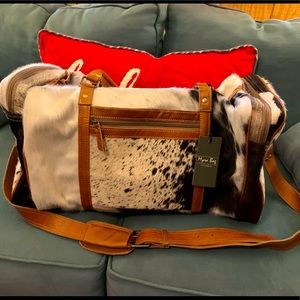 NEW Myra Cow Pelt and genuine leather duffle bag.